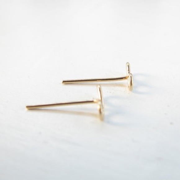 Infinity Gold Dainty Stud Earrings - Picture 2 of 7